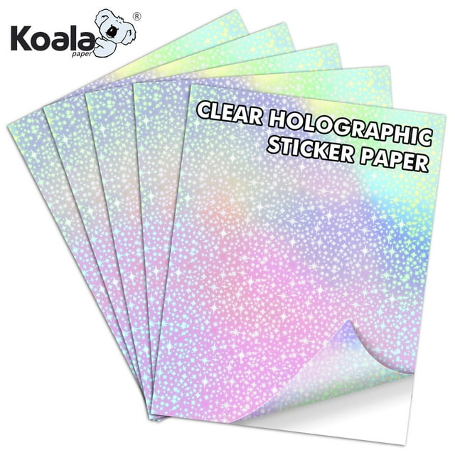 Koala Clear Holographic Sticker Paper STAR, Selfadhesive Laminating