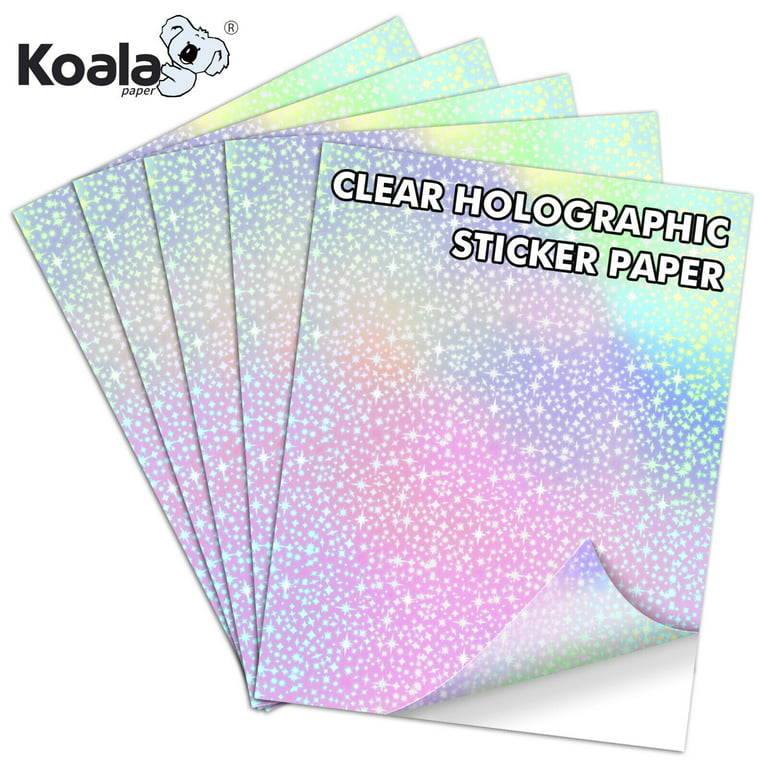 Holographic Sticker Paper, 24 Sheets Transparent Holographic Laminate Vinyl  Sheets Self Adhesive, Clear Overlay Lamination Sticker Film for Stickers