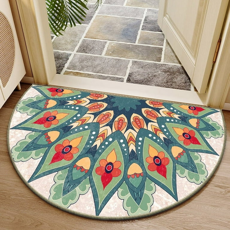 Odoria Dollhouse Miniature Rugs - 1/12 Scale Set Of 4, Floral Oriental Design, Fabric, Green