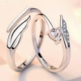 thumbnail image 4 of Sterling Silver Angel Feather Wings Ring for Men and Women Adjustable Opening Couple Rings Korean Jewelry Cupid Feather Anniversary Gift, 4 of 7