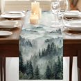 thumbnail image 3 of Table Runners 72 Inches Long Dress Scarves, Green Mountain Farmhouse Kitchen/Dining Table Runner, Coffee Tablerunners, Misty Forest Nature Woodland Pine Tree Landscape 14x72 Inch, 3 of 9