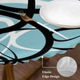 thumbnail image 3 of Aqua Geometric Round Tablecloth, Fitted Table Cover with Elastic for 36"-44" Round Tables, Modern Black White Striped Abstract Lines Table Cloth Outdoor Indoor Dinning Party Waterproof Tablecloths, 3 of 7