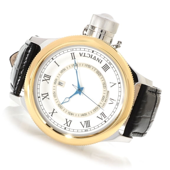 Invicta Men's 14078 Russian Diver Silver Dial Black Leather Watch