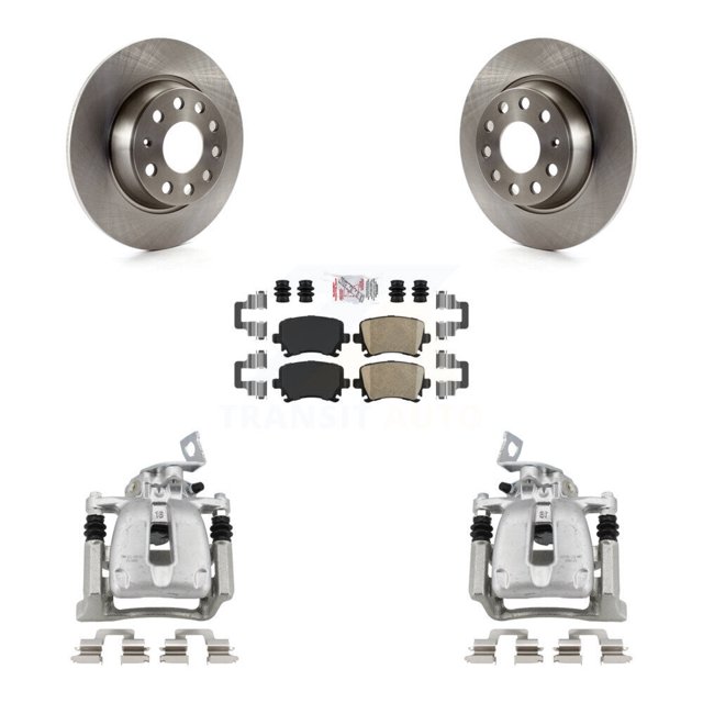 Transit Auto Rear Disc Brake Caliper Rotors and Ceramic Pads Kit for Car 2008 Volkswagen Passat 2.0L KC8-100760N