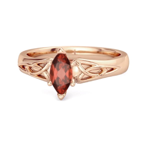 Celtic Ring 0.25Cts Garnet 925 Sterling Silver Rose Plated Trinity Knot Band Women Valentines Day Gifts Ring