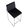 thumbnail image 3 of Fuji Contemporary High Back Counter Stool In Stainless Steel And Black Velvet - Set Of 2, 3 of 8