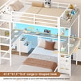 thumbnail image 6 of Bunk Bed with Desk for 2 People and Storage, LED Gaming Metal Loft Bed with Charging Station& Ladder & 13.4'' Guardrail, Space Saving Bed, White & Gray, 6 of 12