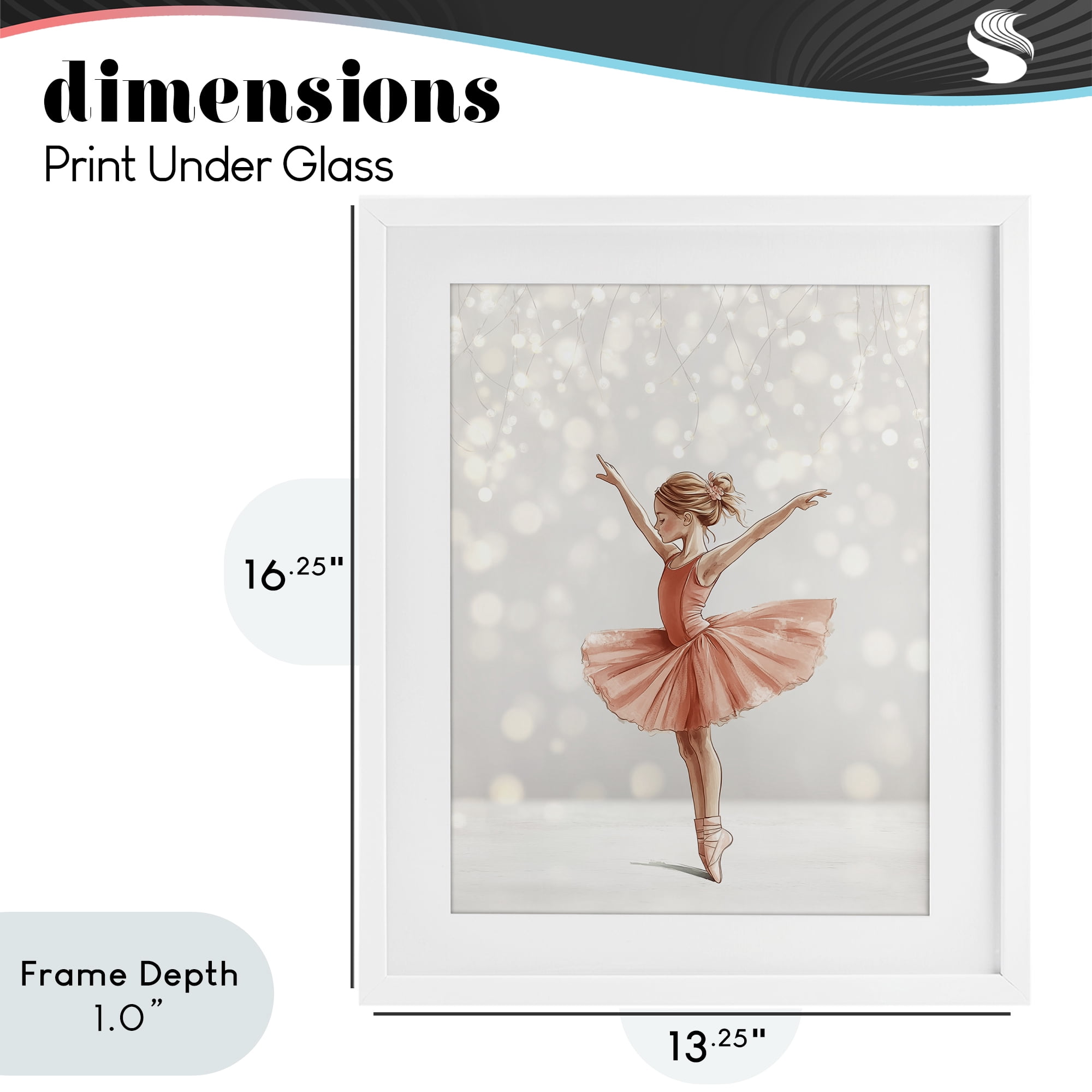 Stupell Industries Dancer In The Light White Framed Print Under Glass, design by Christine Simpson Art