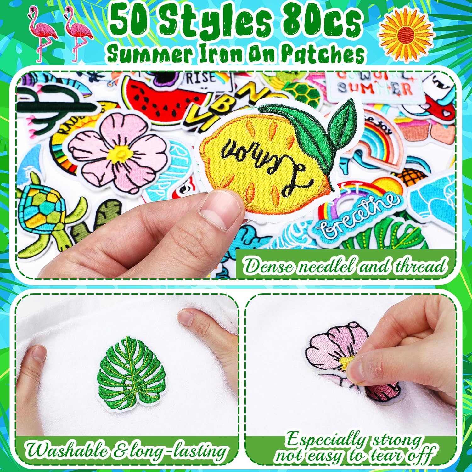 80 Pcs Summer Iron on Patches for Trucker hat Beach Hawaiian Sew on Embroidered Cute Patches Applique Repair DIY Crafts for Clothing Hat Backpacks Shirt Jeans Bag Clothes