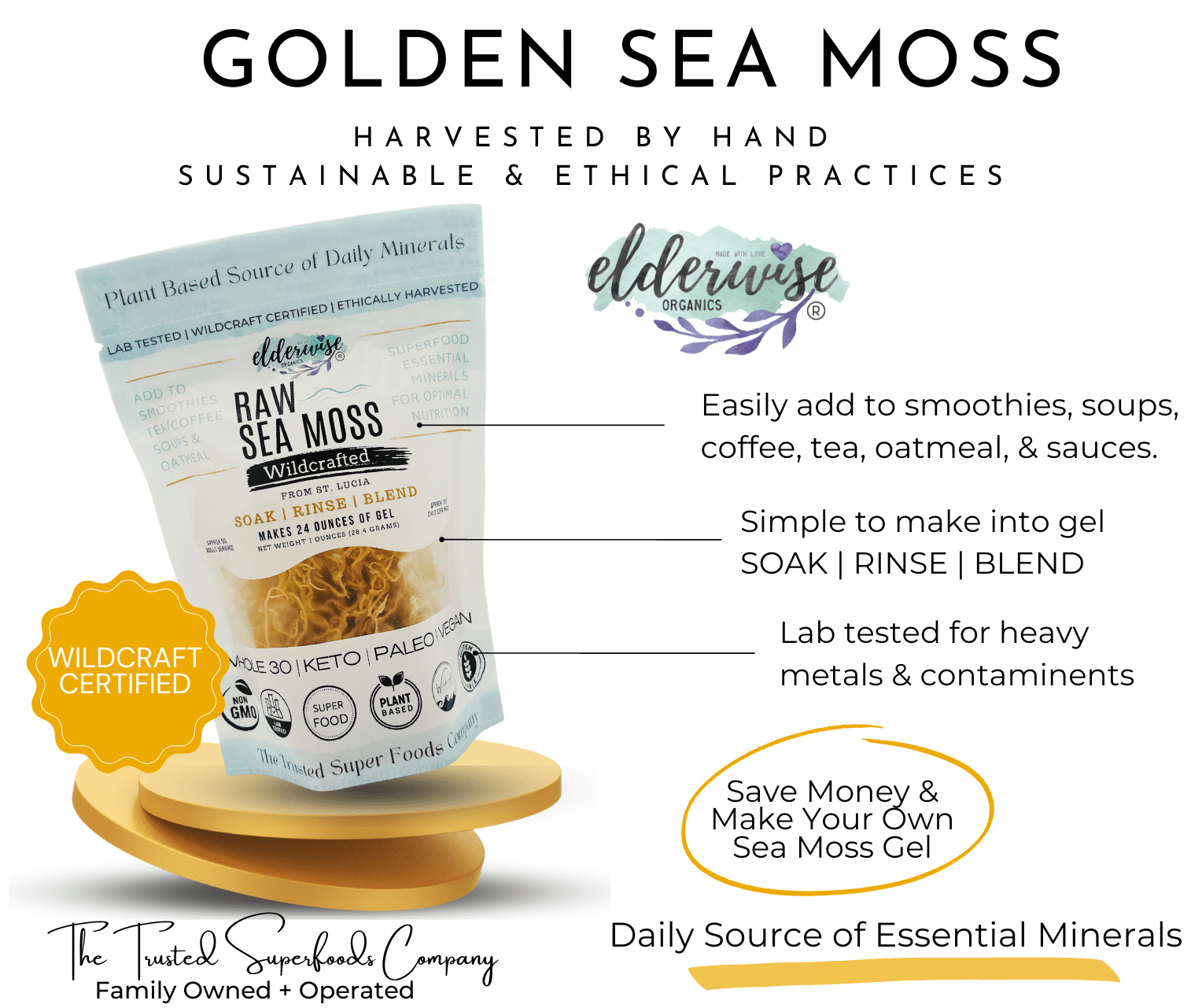 Sea Moss | Wildcrafted | Raw | Sundried | Mineral Rich | Makes 24 Ounces of Gel
