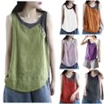 thumbnail image 5 of Tank Top for Women Linen, Summer Comfy Casual 2026 Loose Lightweight Sleeveless Shirts, White M, 5 of 8