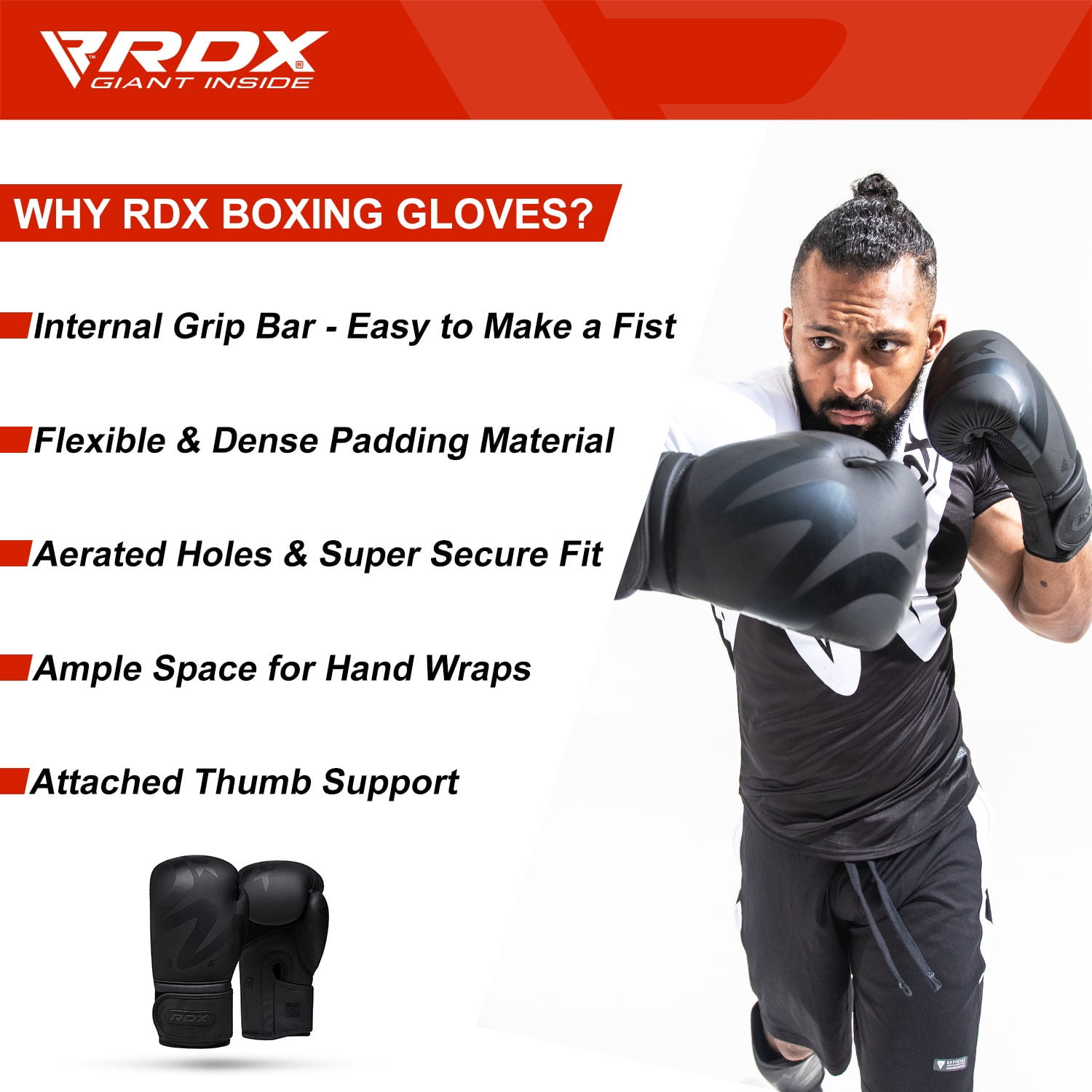 rdx noir boxing gloves