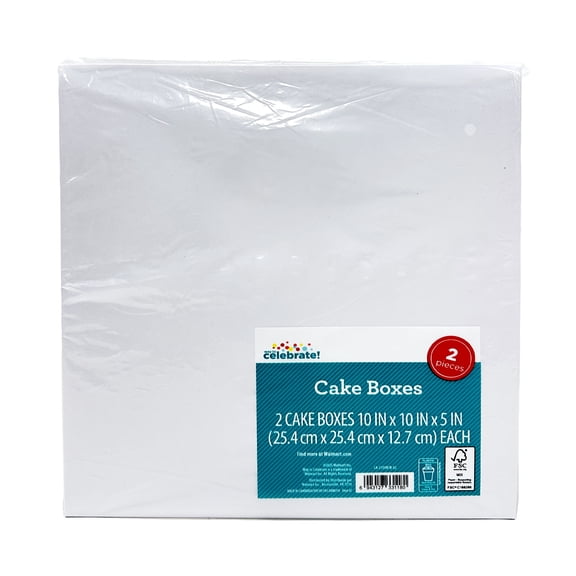 10" x 10" x 5" White Cake Boxes, 2 Count, By Way To Celebrate