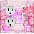 thumbnail image 1 of Metal Light Switch Wall Plate Outlet Cover (2 Teddy Bears Red With Love Heart Balloon Flower - Single Duplex Single Toggle), 1 of 2