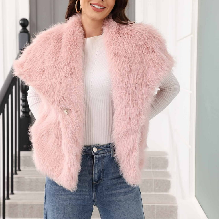 Wiyuqeen Womens Oversized Faux Fur Vests Fuzzy Warm Open Front