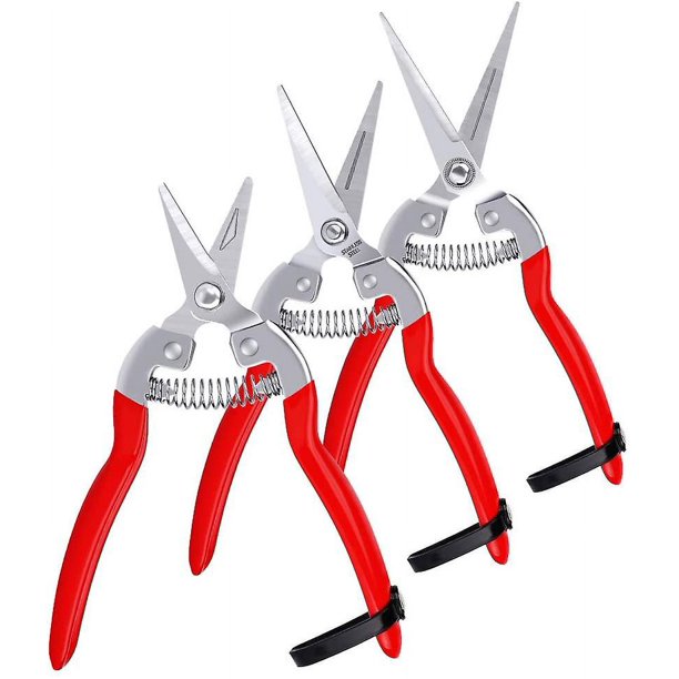 Tijeras de podar, juego de tijeras de jardinería, tijeras afiladas de acero inoxidable para recortar plantas de jardín, cortadoras de jardín, 3 piezas