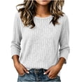 thumbnail image 3 of Noric Women's 3/4 Length Sleeve Tops Crew Neck Ribbed Knit Pullover Casual Loose Fit Lightweight Blouse, 3 of 7
