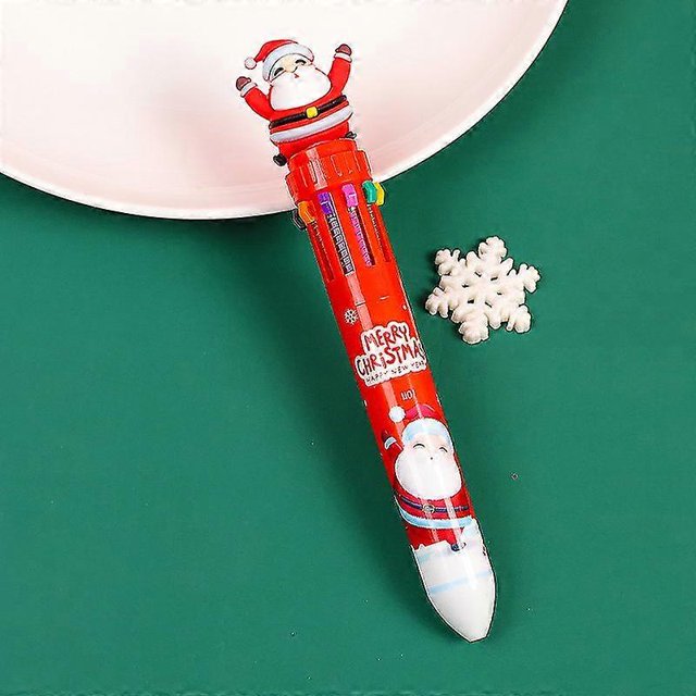 Bolígrafo de gel de 10 colores con diseño navideño de Papá Noel y dibujos animados de Kawaii