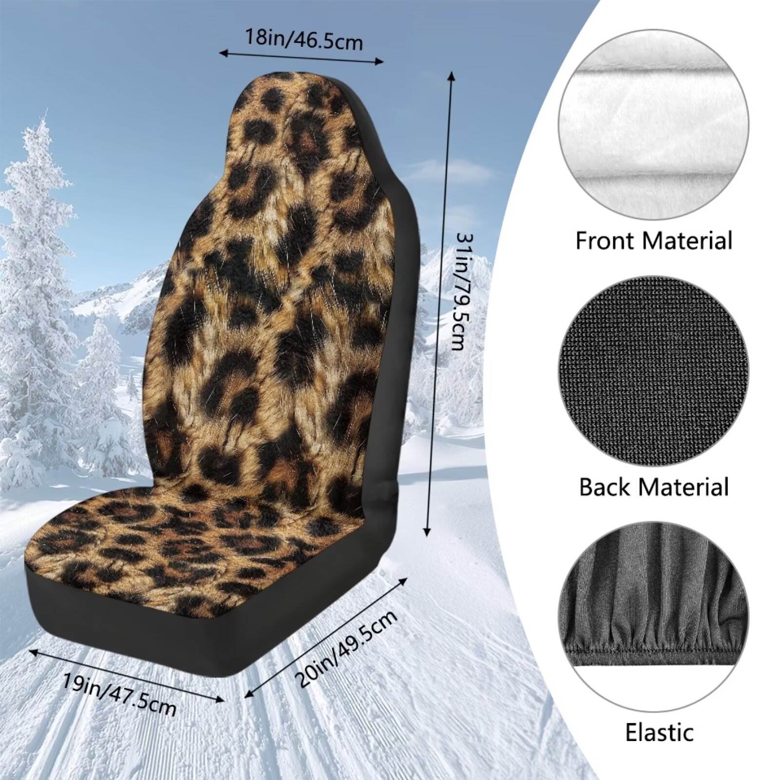 Uorisanigo Car Seat Covers, Split Automotive Cushion Cover, Cheetah Leopard Print Car Cushion Covers 2 Front Seats, Fit for Most Cars SUVs Sedans, Soft Full Wrapping Edge Seats Cover