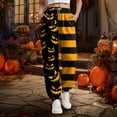 thumbnail image 5 of felwors Halloween Joggers for Women Baggy Soft Fleece Sweatpants High Waisted Elastic Ankles with Pockets Orange, XL, 5 of 7