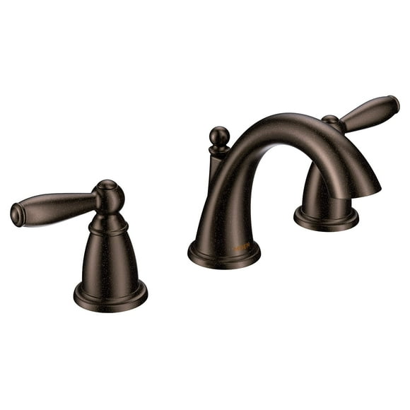 Moen Brantford Oil-Rubbed Bronze Two-Handle High Arc Widespread Bathroom Sink Faucet for 3-Hole Setups with Valve Included TV6620ORB