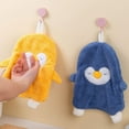 thumbnail image 5 of Hanging Hand Towels - Ultra Soft Coral Fleece Penguin Hand Bath Towel with Hanging Loop - Absorbent Towel for Bathroom Cleaning and Drying Washcloth - 10.6 X 9.4 Inches, 5 of 6
