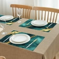 thumbnail image 3 of Teal and Gold Marble Glitter Dots Pattern Summer Placemats Table Placemats Set Of 4-Linen Kitchen Washable Placemats Table Mats 11.8"x17.7" Non-Slip Heat Resistant, 3 of 6