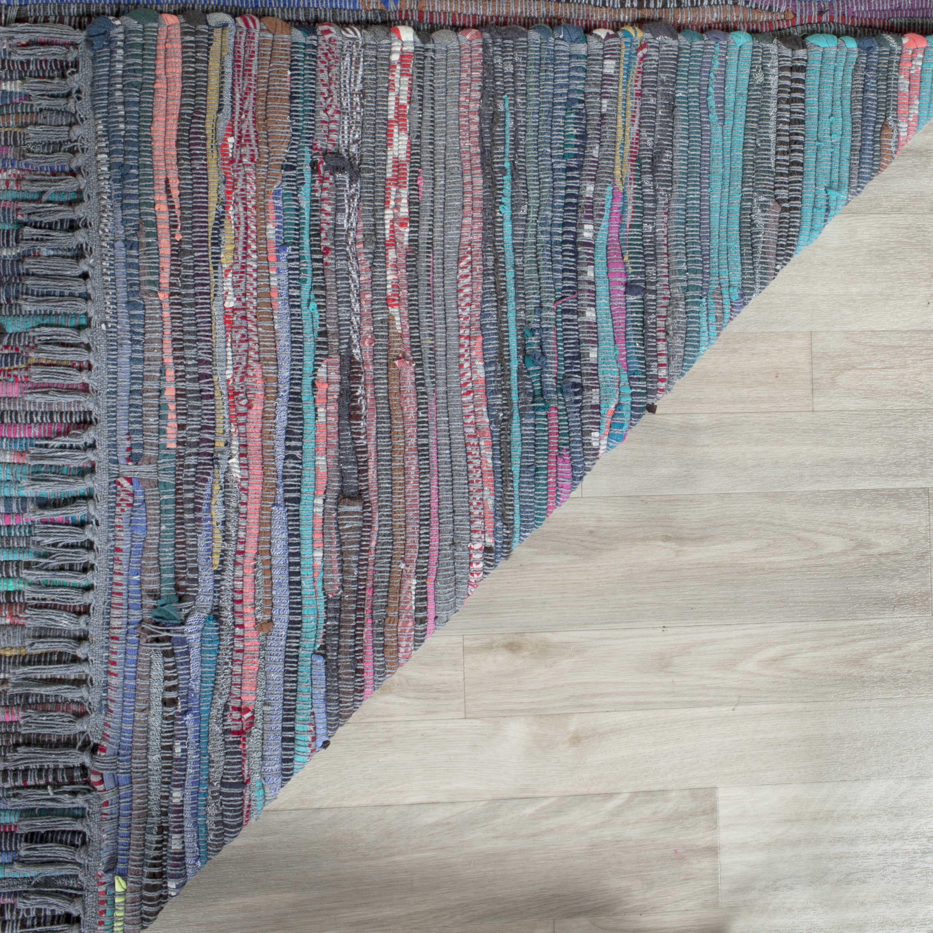 SAFAVIEH Rag Robynne Striped Cotton Runner Rug, Aqua/Multi, 2'3" x 9'