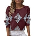 thumbnail image 3 of Tqyyweavej Crochet Sweaters for Women Hollow Out Argyle Sparkly Crewneck Blouses Fashion Casual Party Tops Size S to 2XL, 3 of 10