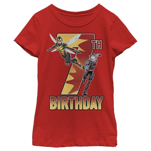Girl's Marvel Ant-Man & Wasp 7th Birthday  Graphic Tee Red Large