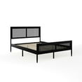 thumbnail image 2 of Martha Stewart Jax Queen Size Solid Wood Platform Bed with Rattan Headboard and Footboard, No Box Spring Required, Black, 2 of 11