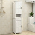thumbnail image 2 of Ktaxon 65" Bathroom Floor Cabinet Linen Tower, Narrow Tall Storage Cabinet with 2 Doors, Drawer & 5 Adjustable Shelves for Living Room Kitchen Entryway Bedroom, White, 2 of 9