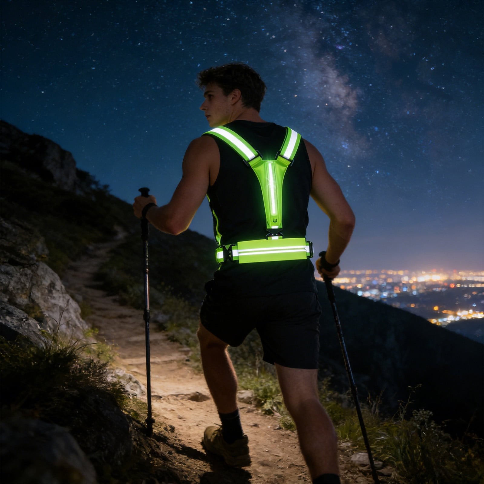 Horivan 2 Counts High Visibility Reflective Running Vest with Rechargeable LED Lights for Night Safety, Adjustable Fit for Men and Women, Outdoor Jogging Gear