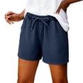 thumbnail image 6 of Women's Jean Shorts Drawstring Mid Waisted Denim Shorts with Pockets Casual Summer Jeans Trendy by Yigetop Dark blue S, 6 of 7