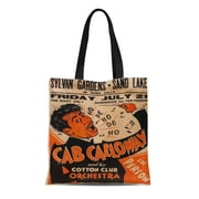 ASHLEIGH Canvas Tote Bag Music Vintage Cab Calloway Concert Hi Cuphead Jazz 1930S Reusable Handbag Shoulder Grocery Shopping Bags