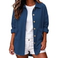 thumbnail image 3 of Tqcoqu Women Corduroy Shacket Button Down Loose Long Sleeve Casual Jacket, Button Down Front with Dual Pockets,Women's,Size S-XXXL, 3 of 9