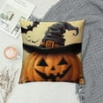 thumbnail image 2 of Patifu Halloween Pumpkin Pillow Covers  Jack-o-Lantern Wearing Witch Hat Throw Pillow Case Decorative Cushion Cover Autumn Mapke Leaves Black Bat Pillowcases 12x12in, 2 of 5