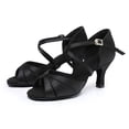 thumbnail image 3 of IWRICH Women's Latin Dance Shoes Satin Professional Ballroom Salsa Practice Performance Wedding Dancing Shoes BK2 8, 3 of 9