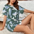 thumbnail image 4 of Fuzoiu Beautiful Whales Print Women's Short-Sleeved Pajama Set,Lounge Sleepwear Set,Womens Pajama Sets 2 Piece,Button-Up Top and Shorts with Pockets-XX-Large, 4 of 7