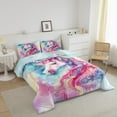thumbnail image 3 of Queen Bedding Pink Purple Unicorn Comforter Set Princess Prince Themed Bedding Comforter Sets Cute Cartoon Rainbow Unicorn Print Duvet Insert Blue Gradient Quilt, 3 of 7