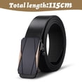 thumbnail image 2 of 1pcs gold logo automatic buckle peplum belt toothless automatic buckle peplum belt cowhide trouser belt-115cm, 2 of 6