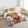 thumbnail image 3 of Castle Fairy Adults Female Men Highland Bull Full Size Comforter Sets 3-Piece,Colorful Floral Flowers Bedding Comforter Set,Farmhouse Animal Lightweight Bedding Sets,Ultra Soft Home Decor,Reversible, 3 of 8