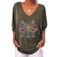 thumbnail image 1 of Women Christmas Printed Tunic Tops V Neck Shirts Blouse Plus Size Button T-shirt Tee High Quality, 1 of 3