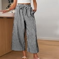thumbnail image 4 of Women's Wide Leg Capri Pants Cropped Palazzo Summer Beach Vacation Casual Pants with Pockets Drawstring Dark Gray S(S), 4 of 6