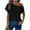 Black, variant on HAiming Women Summer Tops 2025 Trendy Cold Shoulder Short Sleeve Tee Shirts Loose Casual Solid Color Basic Blouses