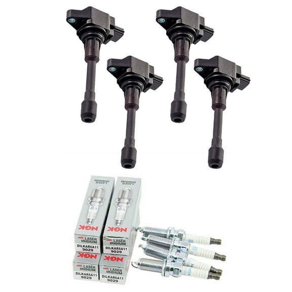 Set of 4 ISA Ignition Coils and 4 Spark Plugs For 2007-2017 Nissan 1.8L 2.0L 2.5L Replacement for UF549