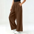 thumbnail image 6 of Tqcoqu Women's Corduroy Wide Leg Pants, Elastic High Waist Loose Casual Long Trousers with Side Pockets, 6 of 9