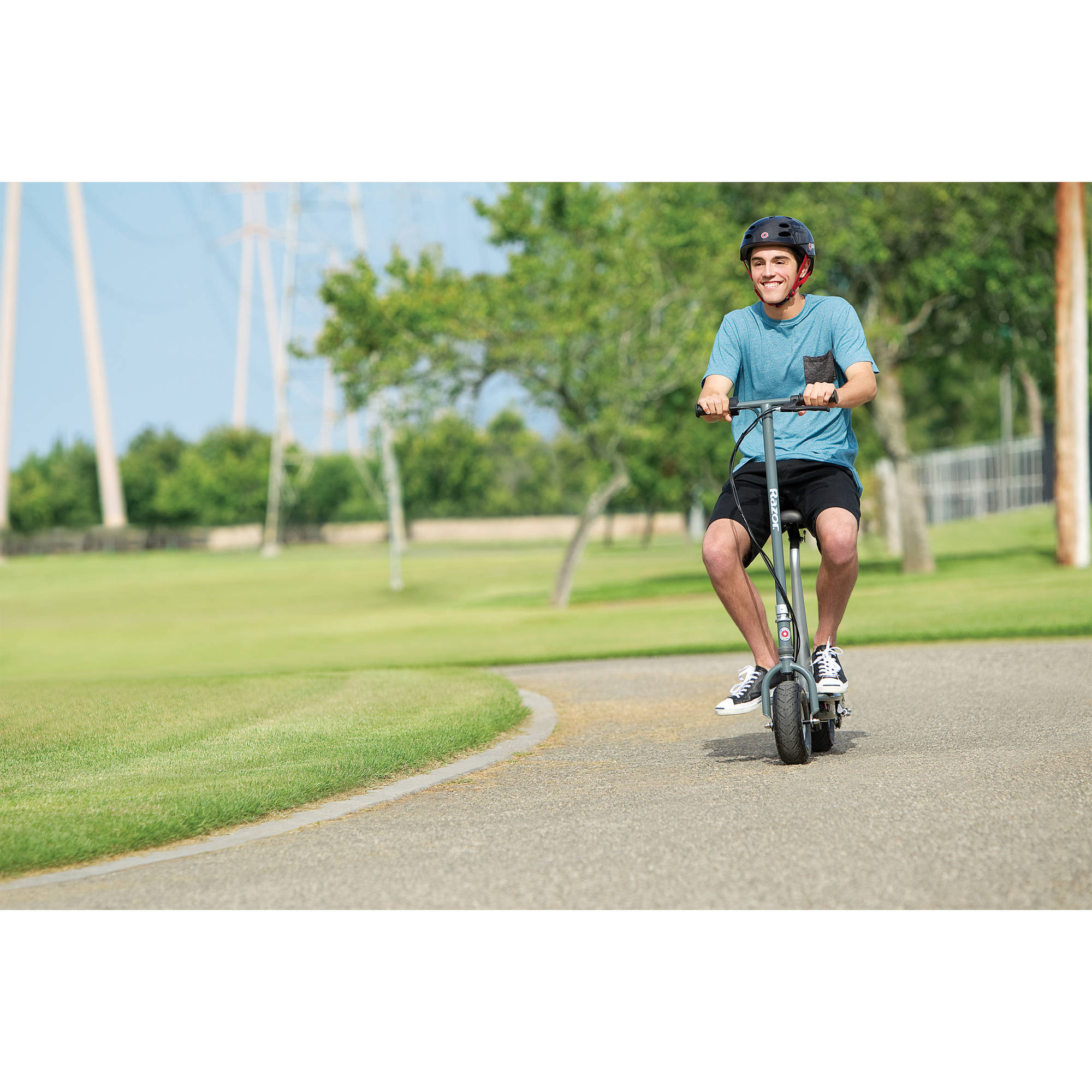 Razor E300S Seated Electric Scooter - Gray, for Ages 13+ and up to 220 lbs, 9" Pneumatic Front Tire, Up to 15 mph & up to 10-mile Range, 250W Chain Motor, 24V Sealed Lead-Acid Battery - image 3 of 12