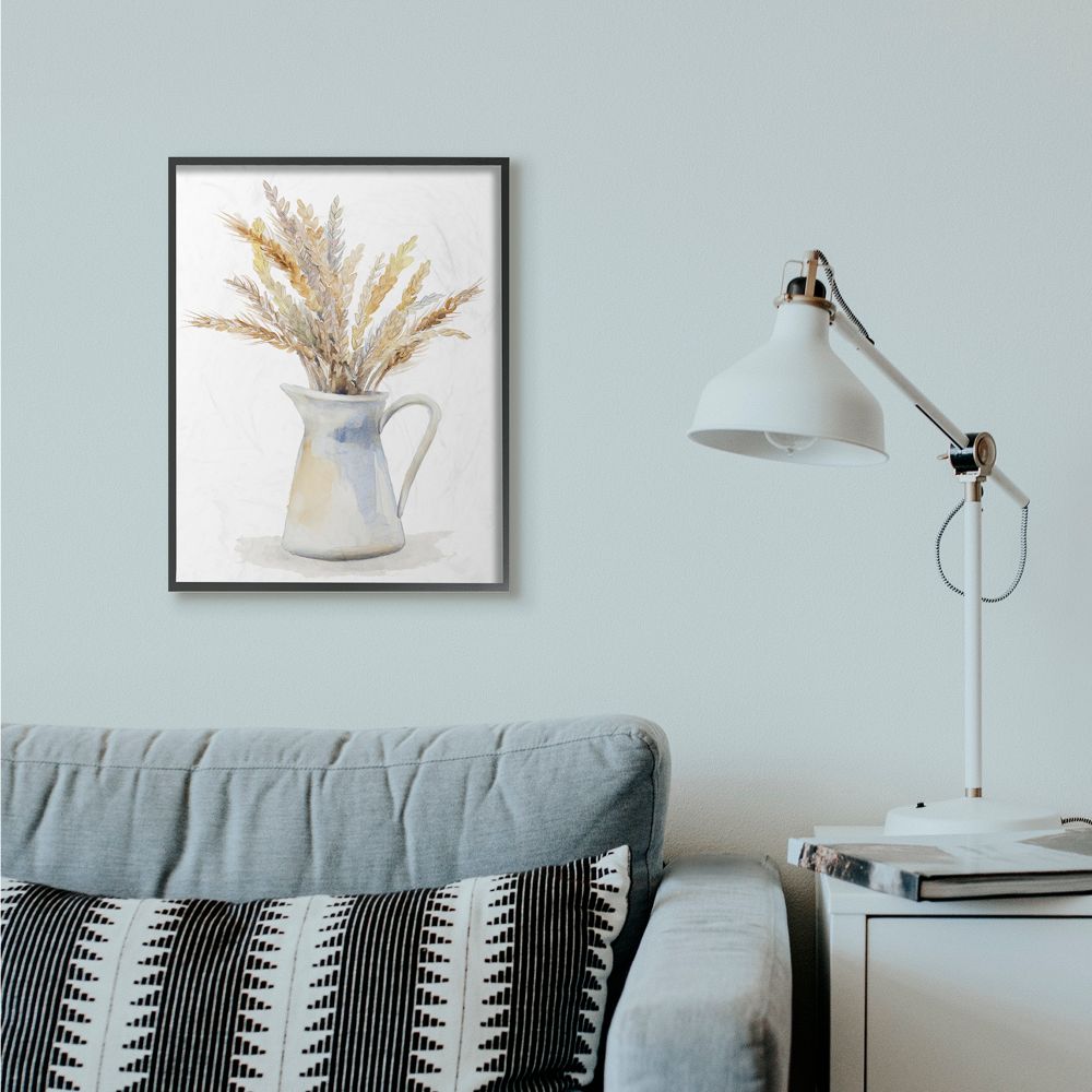 Stupell Industries Wheat In Jug Still Life Watercolor Painting Framed Giclee Texturized Art by Lanie Loreth