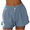 thumbnail image 2 of Dolkfu High Waist Plus Size Shorts for Women Athletic Drawstring Running Shorts Gym Yoga Blue Shorts for Women L, 2 of 4